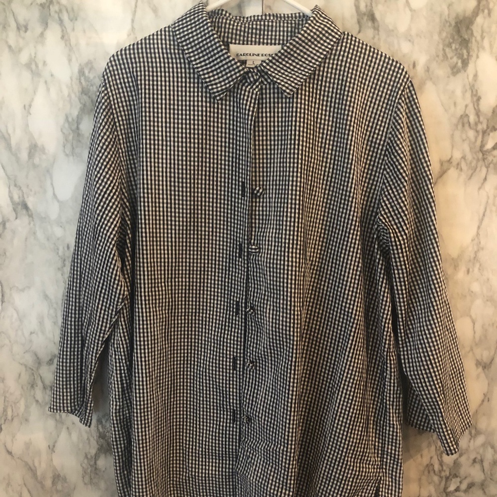 Caroline rose short sleeve gingham shirt
